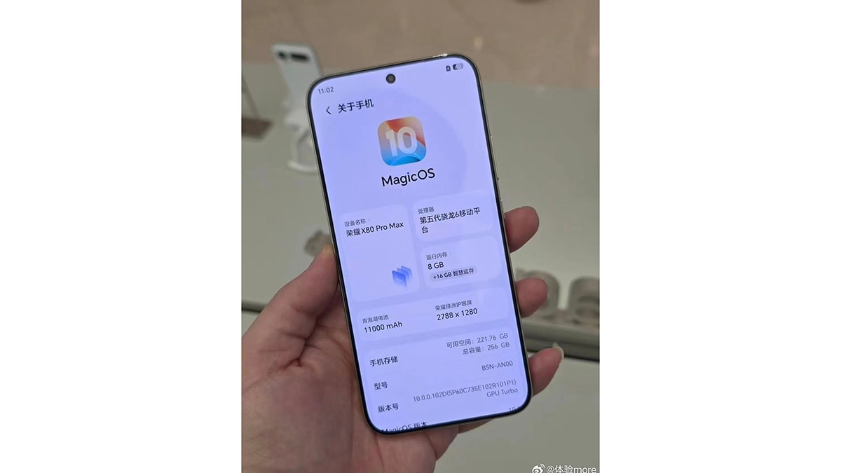 Thiết kế mặt trước của HONOR X80 Pro Max với màn hình tràn viền