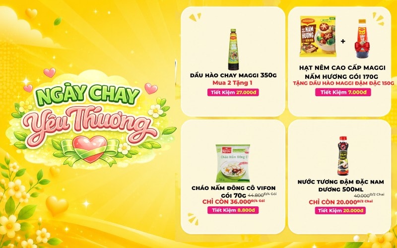 Ngày Chay Yêu Thương: Gia vị chay giảm sốc, mua 2 tặng 1