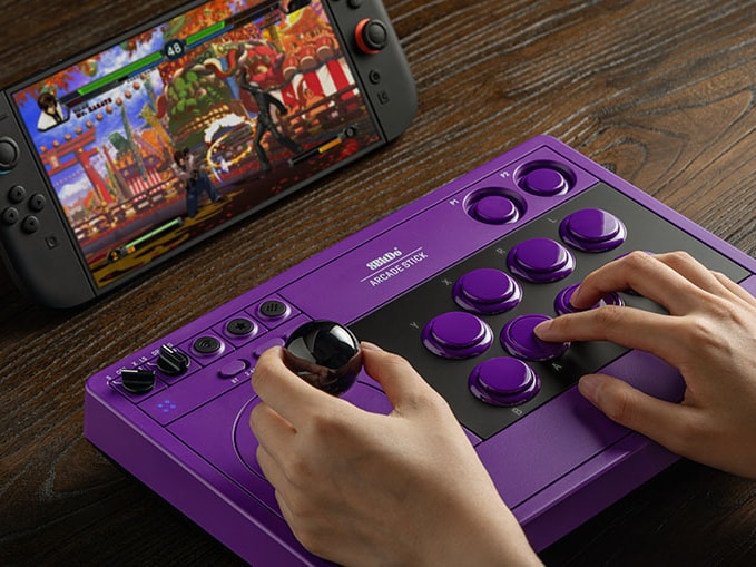 8BitDo Arcade Stick phiên bản màu tím tương thích với Nintendo Switch và Switch 2.