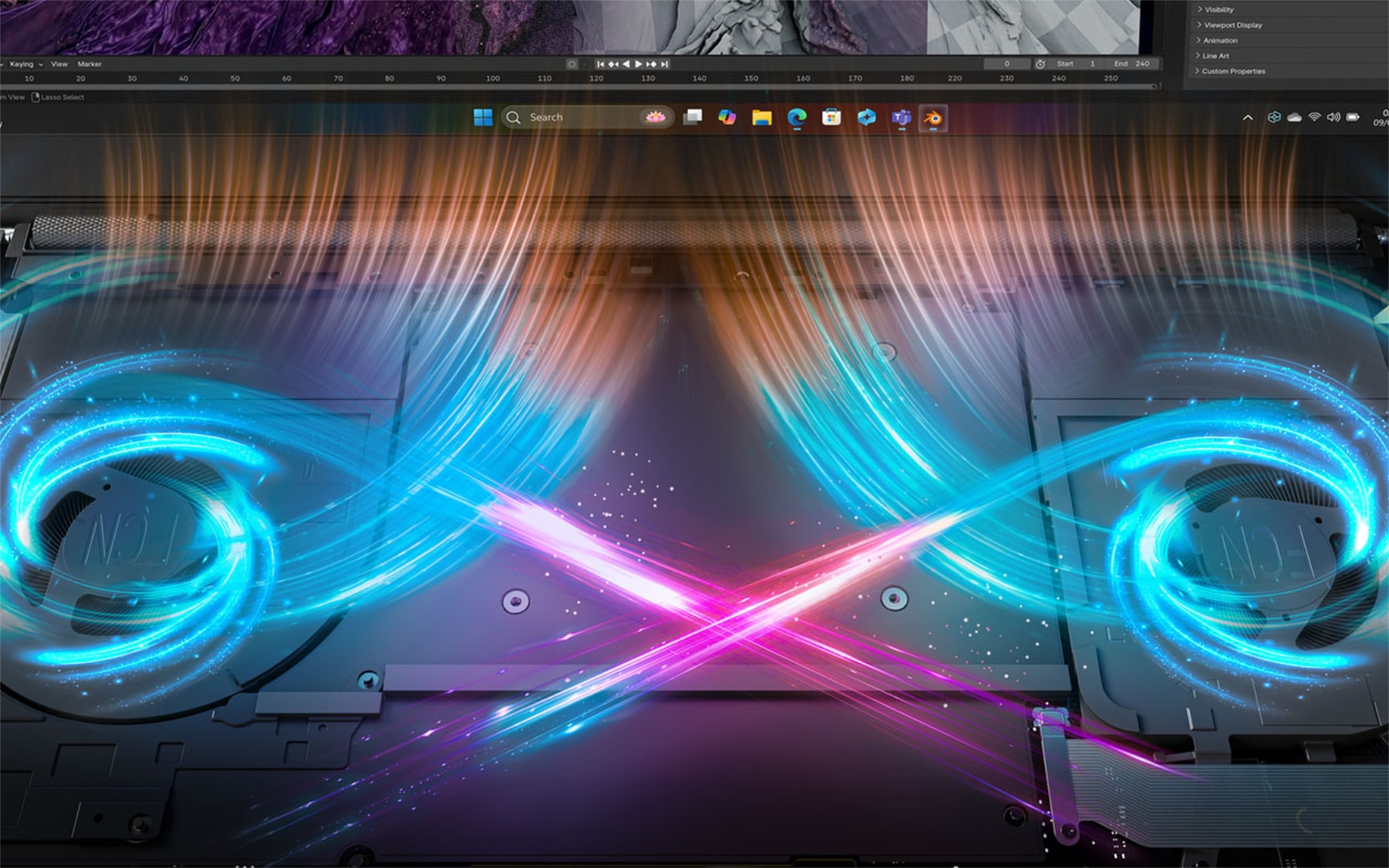 Hệ thống tản nhiệt quạt kép X Power bên trong Lenovo Yoga Pro 7