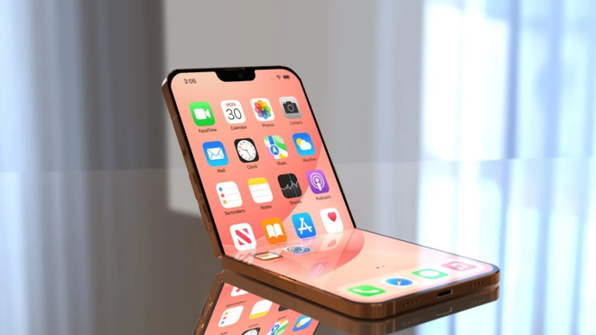 Mô phỏng thiết kế iPhone màn hình gập với cơ chế bản lề linh hoạt
