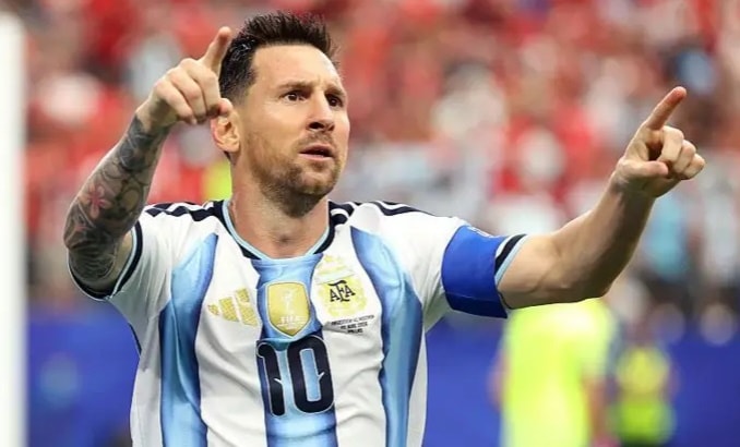 Lionel Messi ăn mừng bàn thắng lịch sử vào lưới đội tuyển Áo tại World Cup 2026.