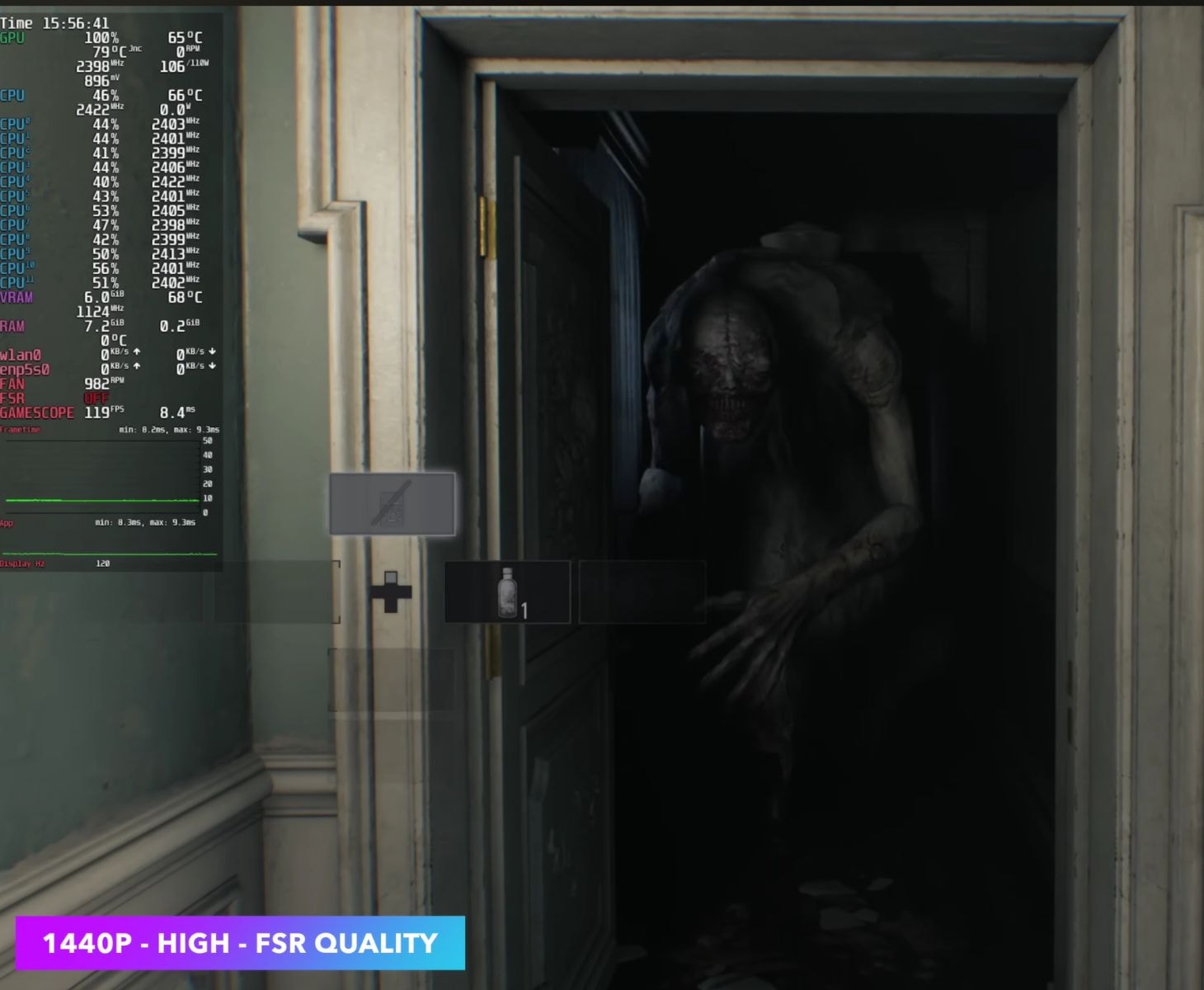 Resident Evil: Requiem chạy ở 1440p với FSR Quality trên Steam Machine