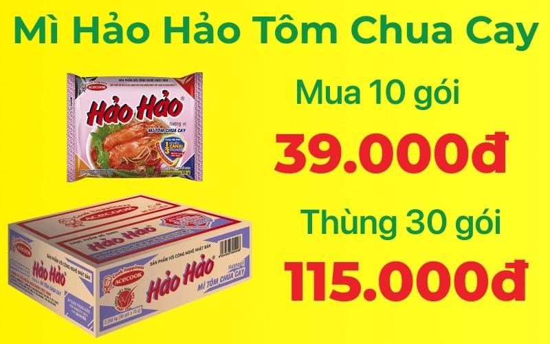 Chương trình khuyến mãi mì Hảo Hảo tôm chua cay giá rẻ tại Bách hóa XANH