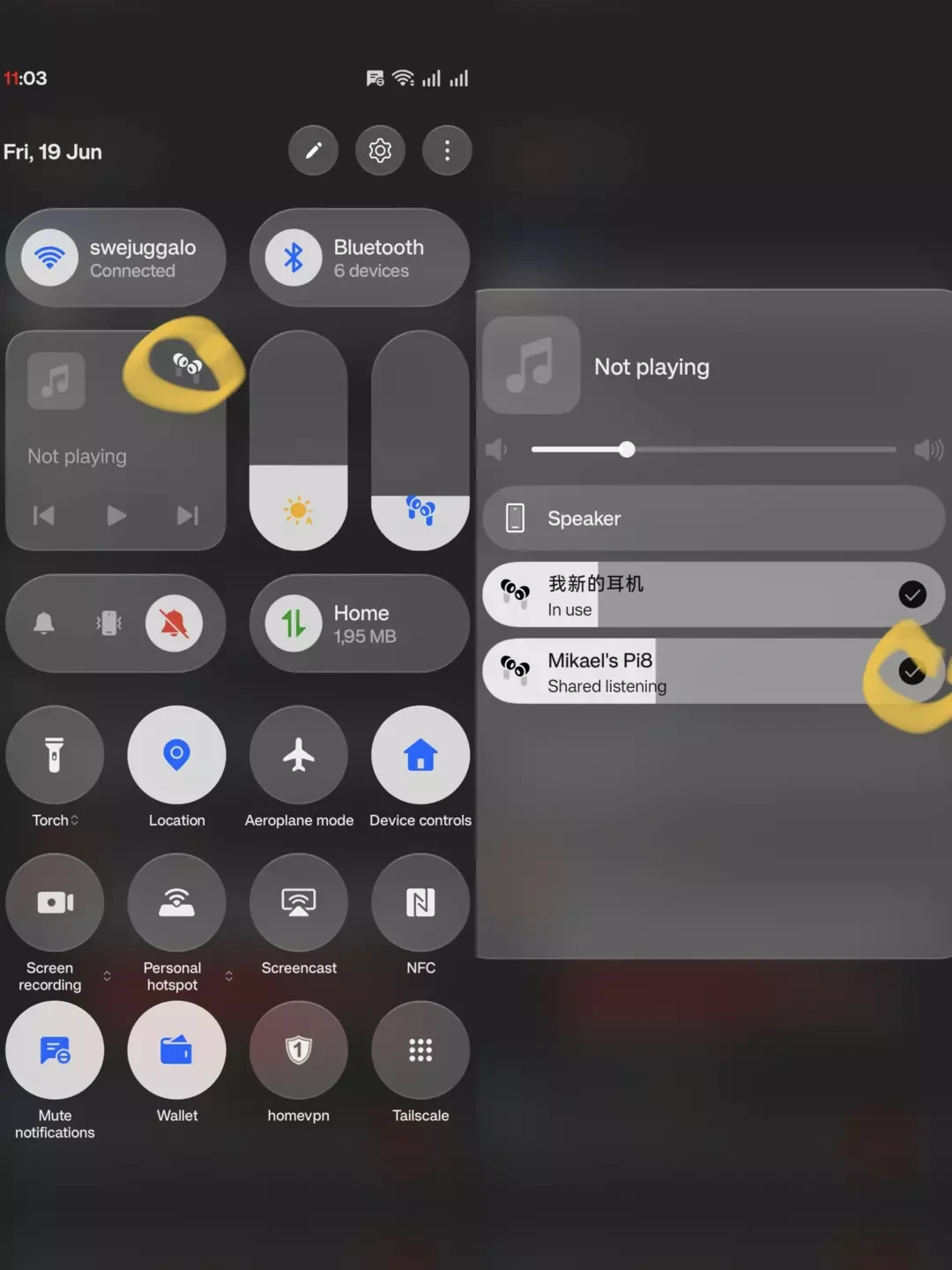 Tính năng chia sẻ âm thanh Bluetooth cho phép kết nối hai tai nghe cùng lúc