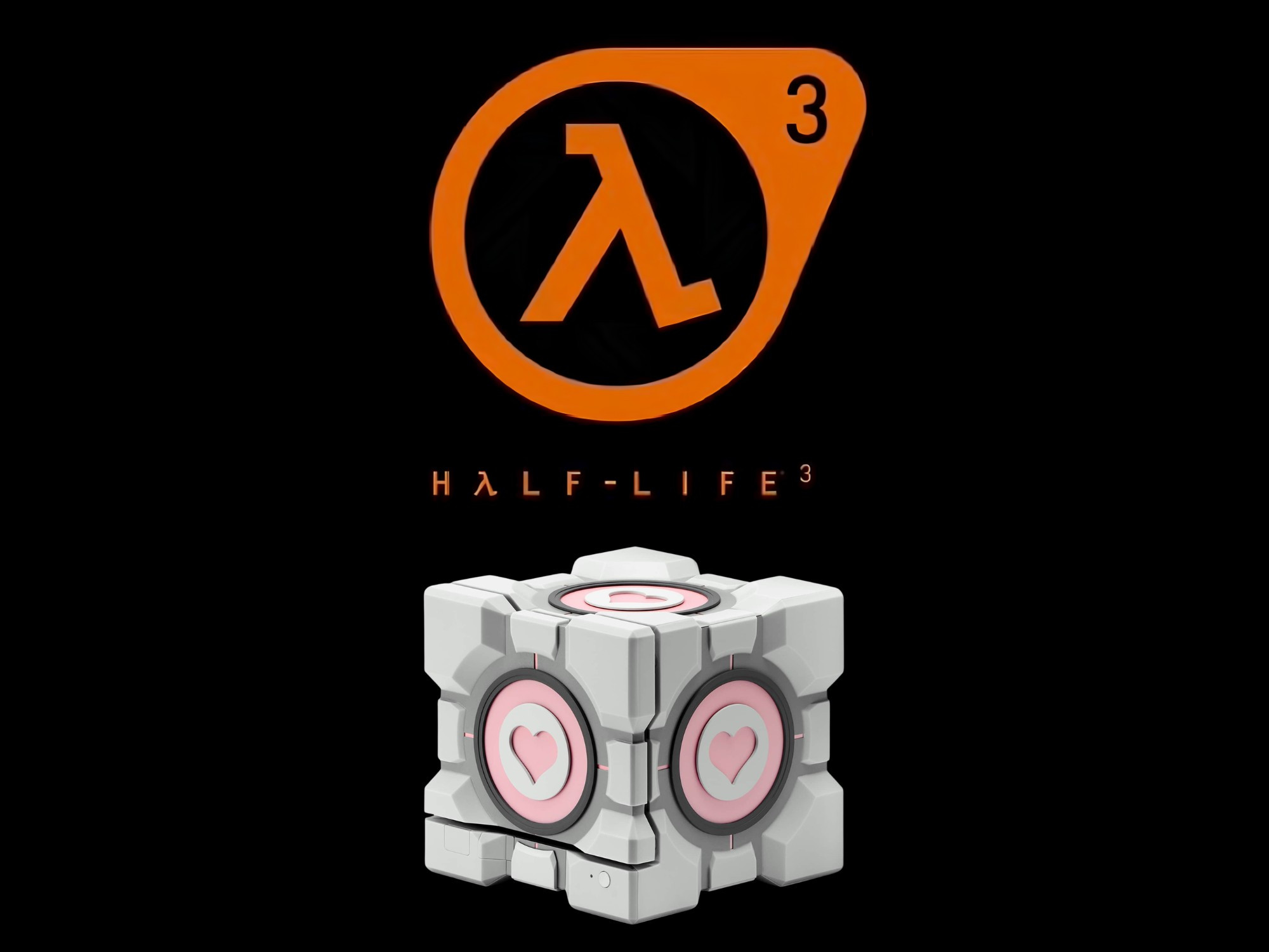 Logo Half-Life 3 xuất hiện bên dưới phụ kiện Weighted Companion Cube của Dbrand