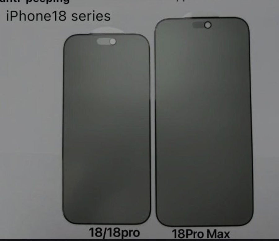 Miếng dán màn hình iPhone 18 Pro Max cho thấy cụm Dynamic Island được thu hẹp rõ rệt
