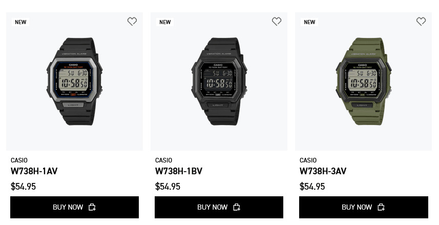 Cận cảnh thiết kế mặt số Casio W738H
