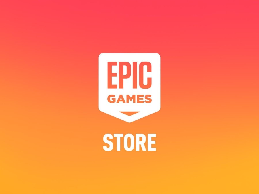 Logo của Epic Games Store trên nền tối.