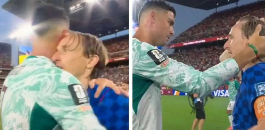 Cử chỉ đẹp Ronaldo dành cho Modric Cristiano Ronaldo an ủi Luka Modric sau trận đấu tại World Cup 2026