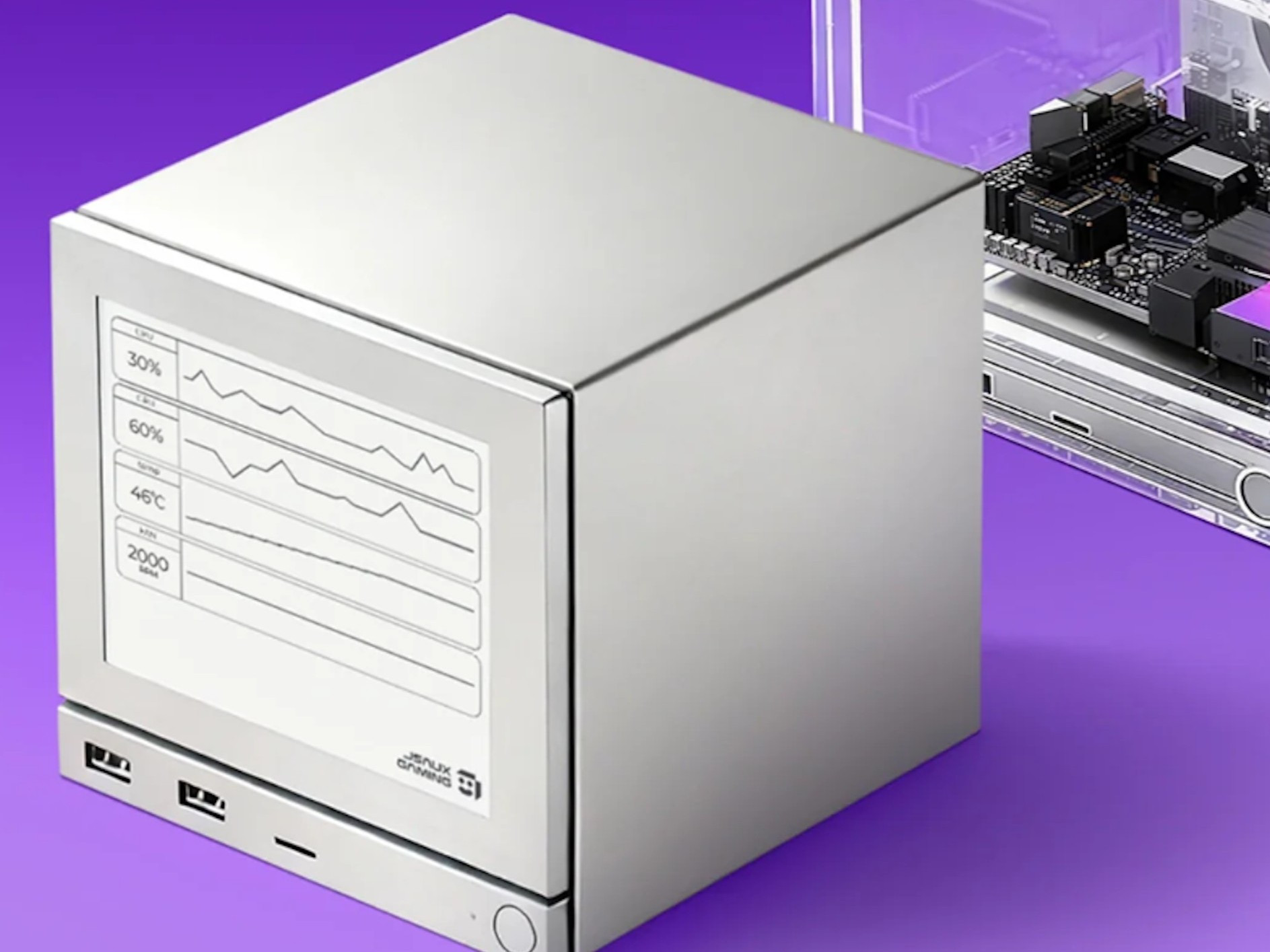 Steam Machine tích hợp màn hình E-Ink hiển thị thông số hệ thống