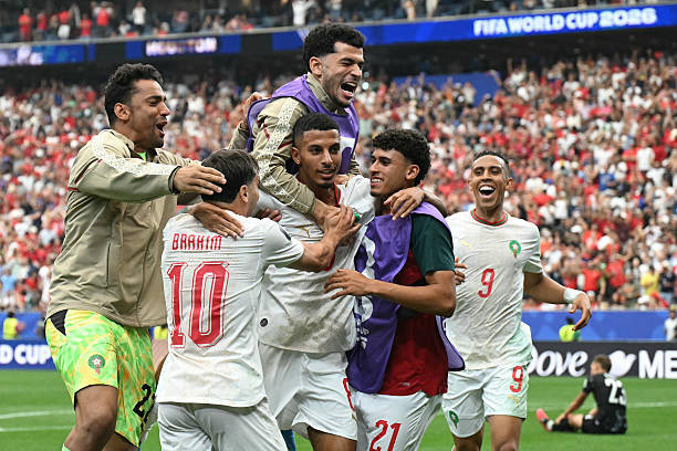 Đội tuyển Morocco ăn mừng sau khi lọt vào tứ kết World Cup 2026.