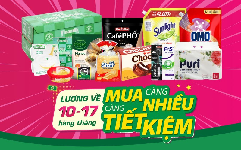 Chương trình Ngày Lương Về tại Bách hóa XANH với nhiều ưu đãi mua sắm online