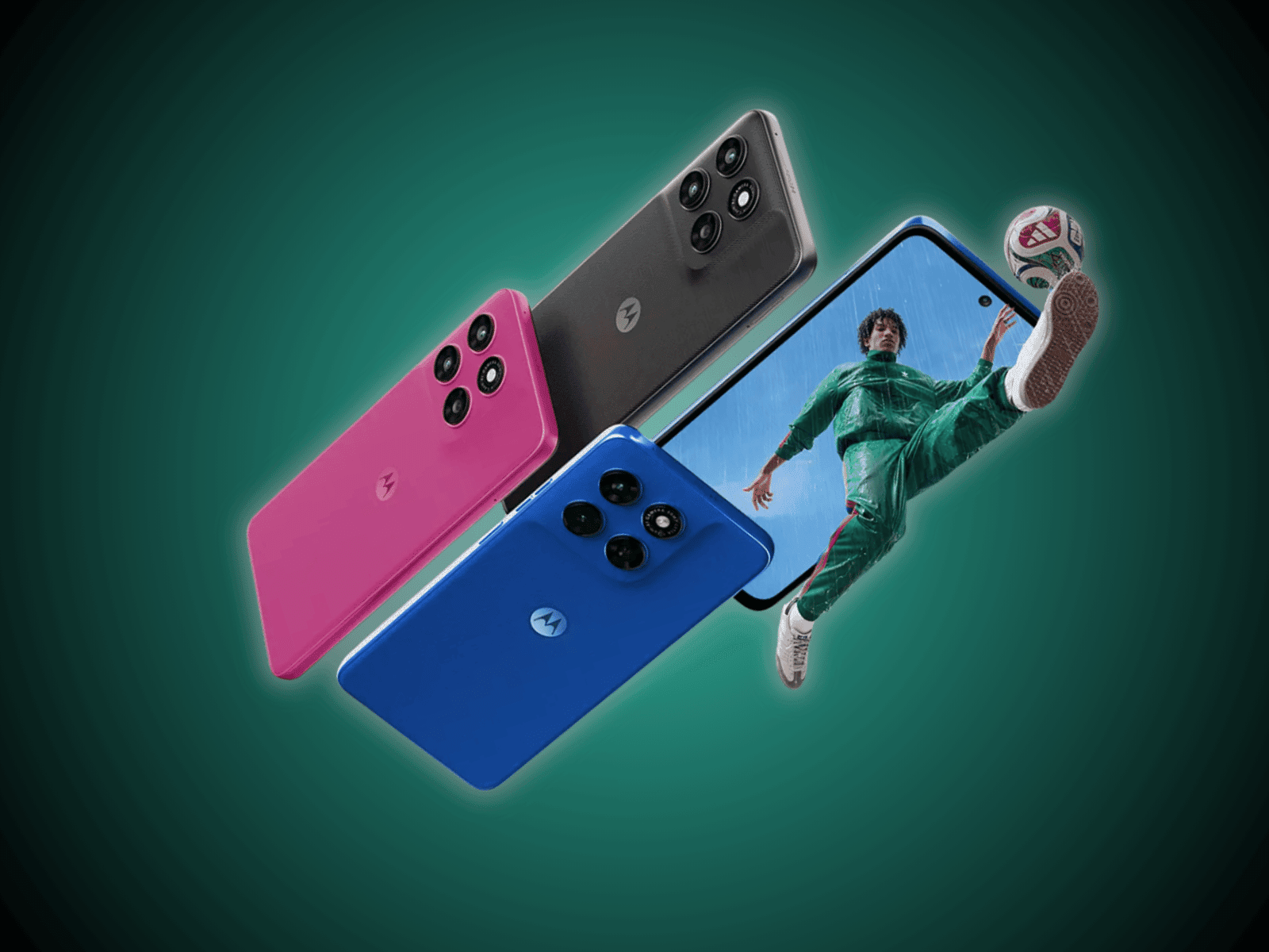 Thiết kế mặt trước và sau của Motorola Moto G77 Power với màn hình đục lỗ.