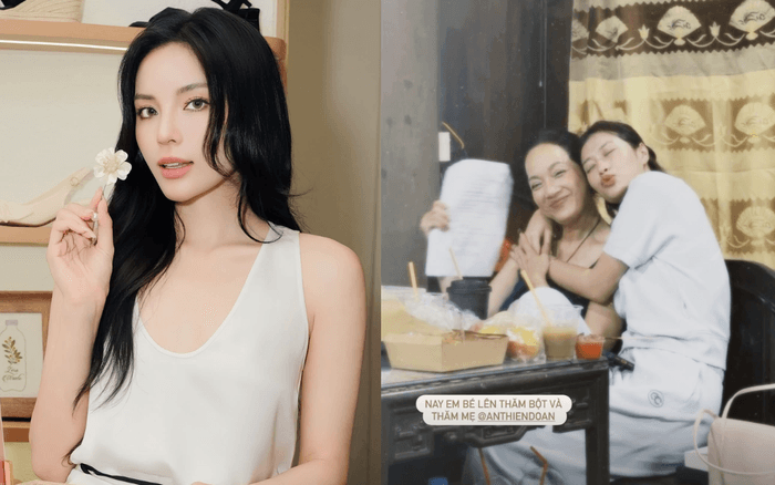 Thiên Ân chủ động ôm NSND Lê Khanh tại phim trường của Kỳ Duyên