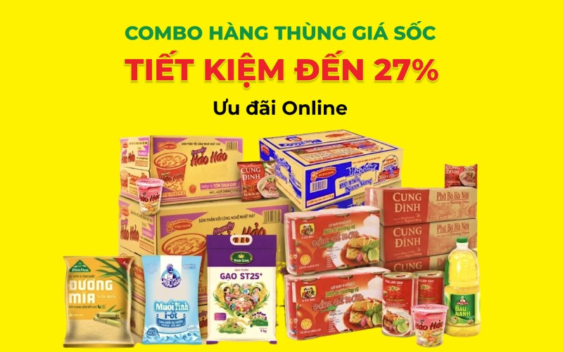 Chương trình khuyến mãi Combo hàng thùng giá sỉ tại Bách hóa XANH
