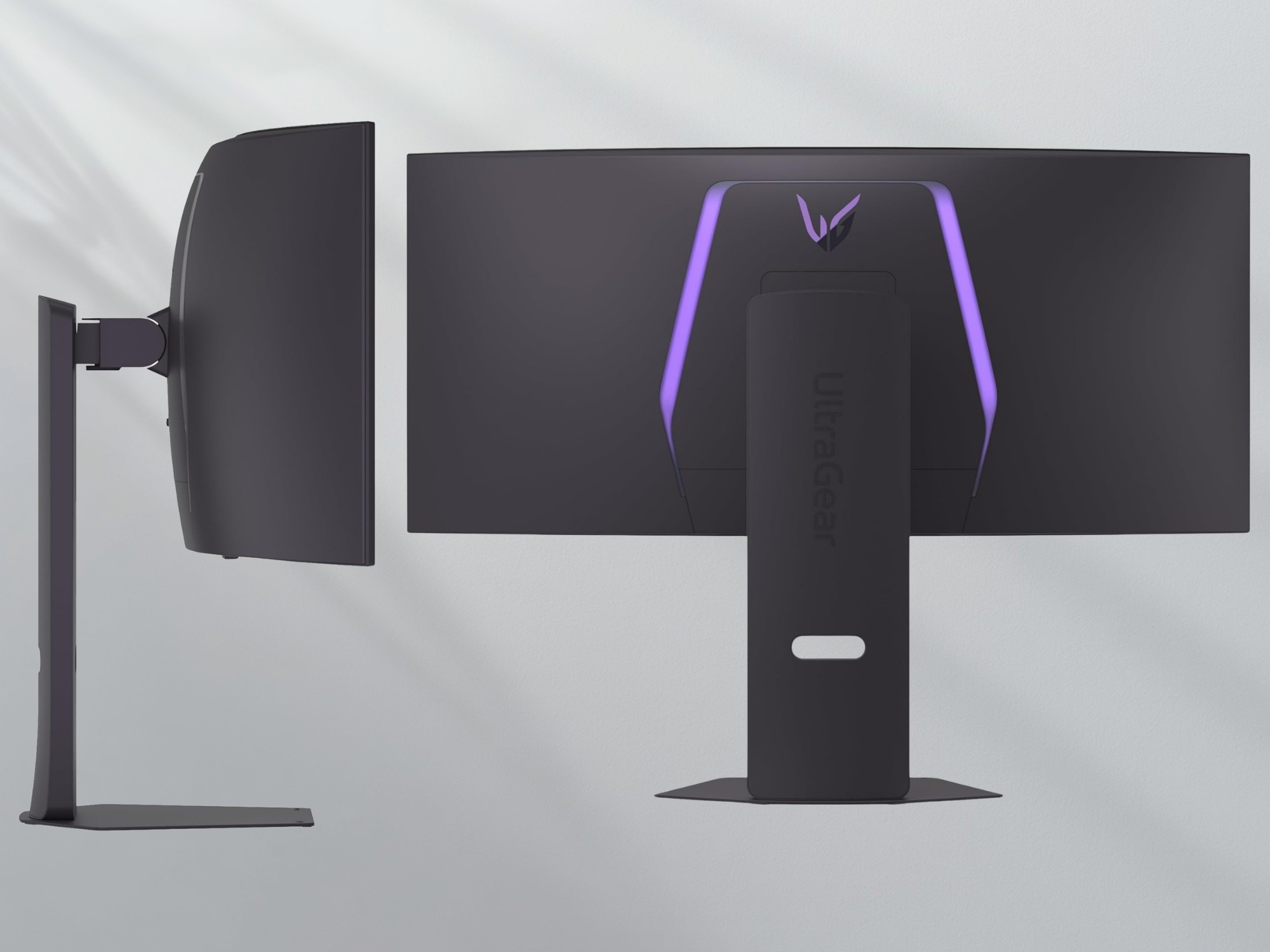 Mặt bên và mặt sau của màn hình gaming LG OLED 34 inch cong siêu rộng