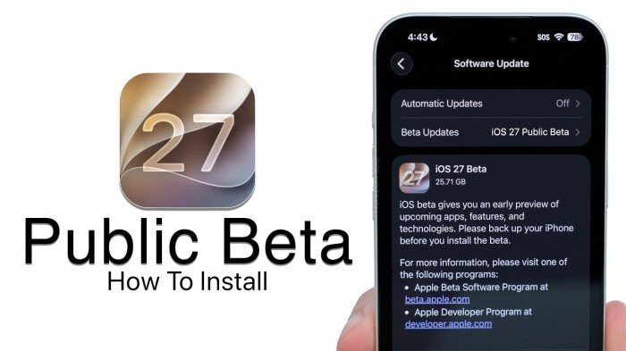 Quá trình tải về bản cập nhật iOS 27 Public Beta