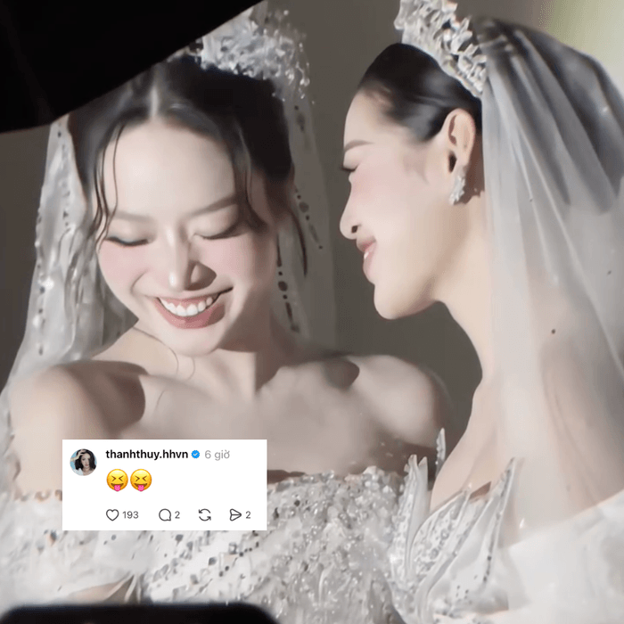 Thanh Thủy thể hiện sự cởi mở trước khoảnh khắc ngại ngùng bên Khánh Vân. Ảnh chụp màn hình