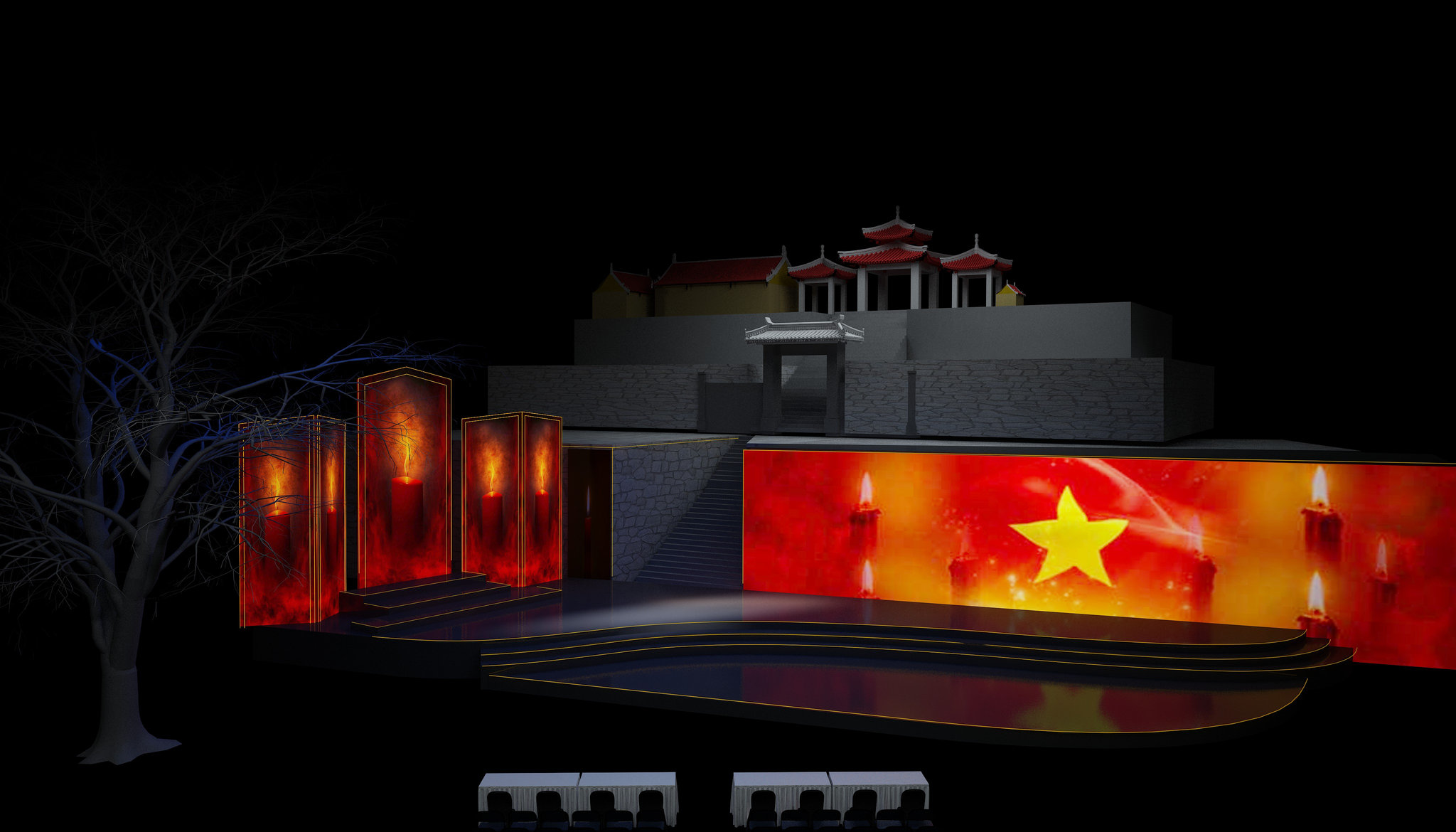Sân khấu tại Nhà bia liệt sĩ Thanh Thủy Tuyên Quang
