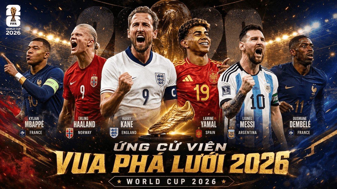 Bảng xếp hạng Vua phá lưới World Cup 2026 cập nhật ngày 16/7