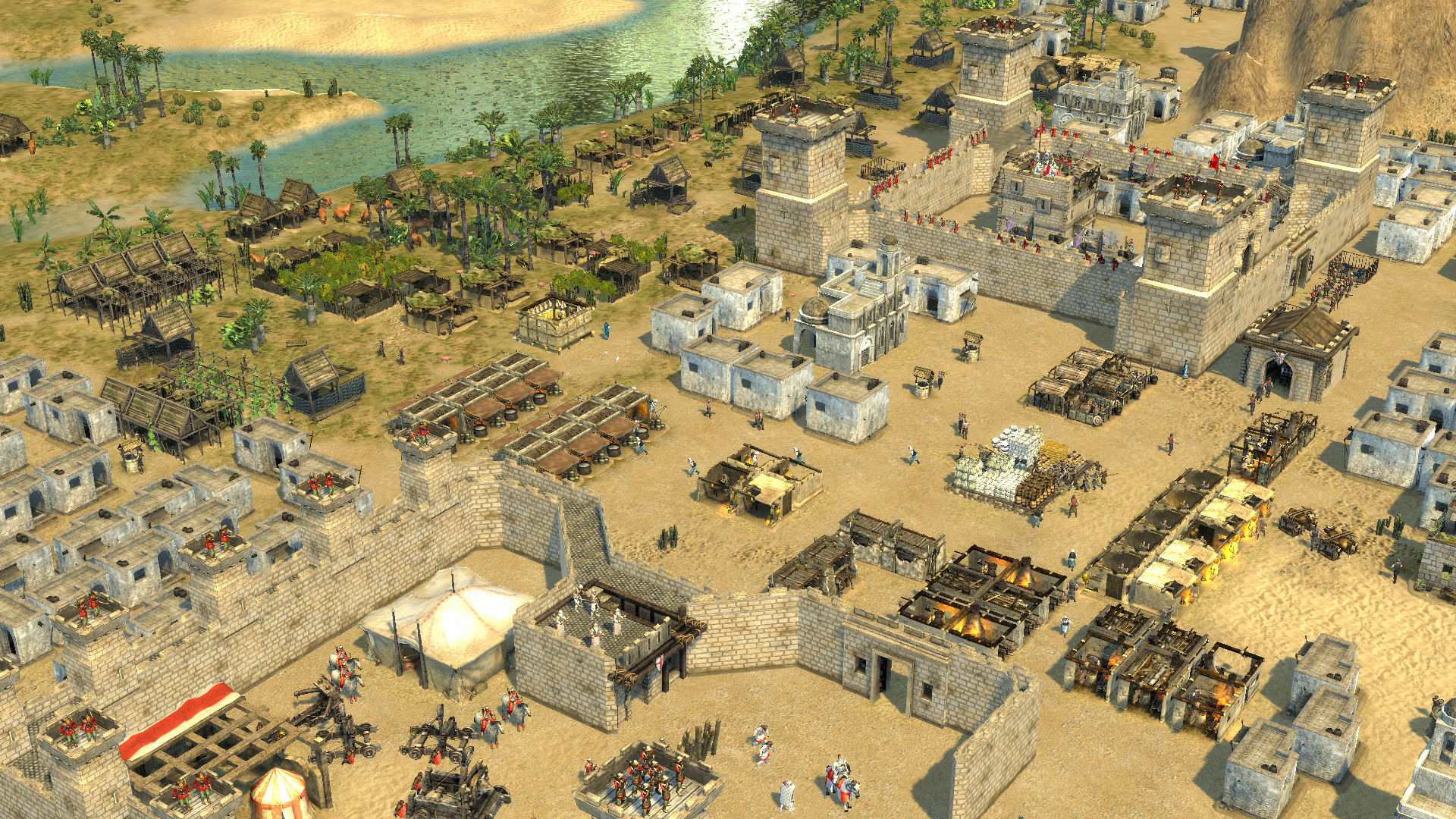 Quang cảnh một thành phố phát triển trong Stronghold Crusader 2