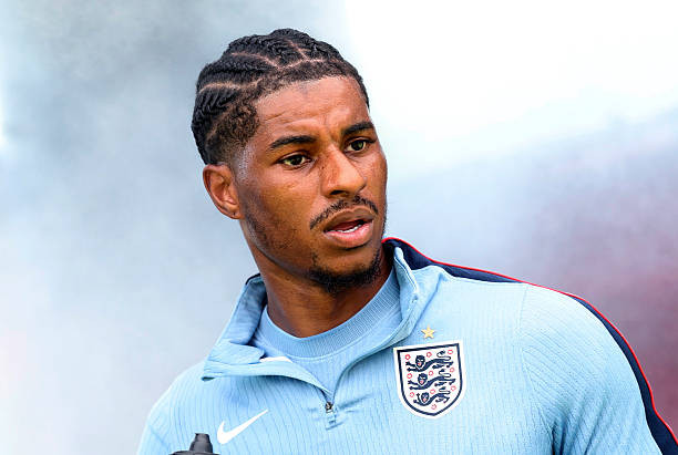 Marcus Rashford trong màu áo câu lạc bộ, mục tiêu tiềm năng của Chelsea.