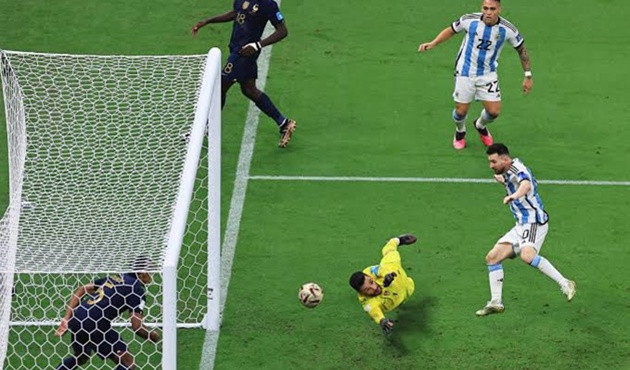 Lionel Messi ăn mừng bàn thắng vào lưới đội tuyển Pháp tại World Cup 2022