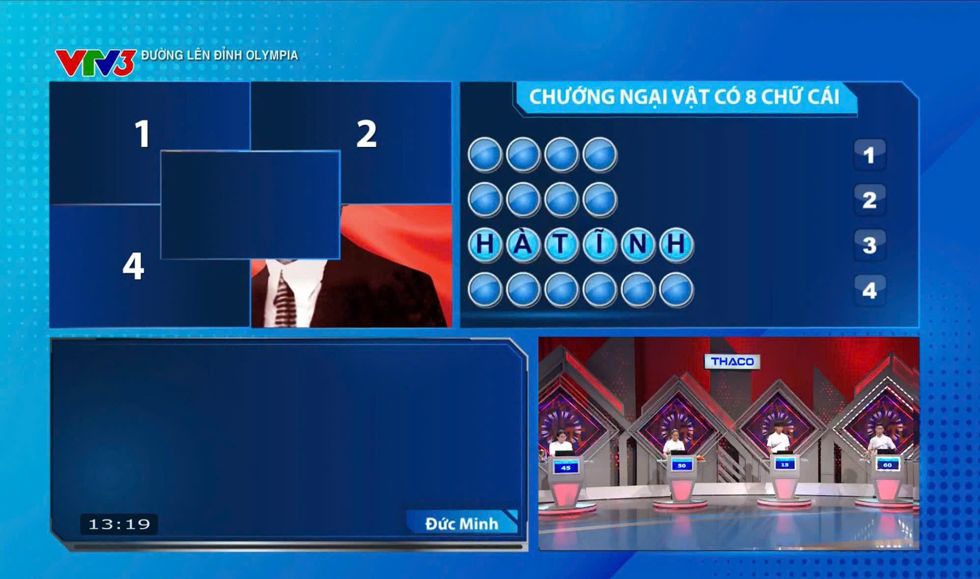 Nguyễn Đức Minh xuất sắc giải chướng ngại vật khi mới chỉ lật mở một mảnh ghép.