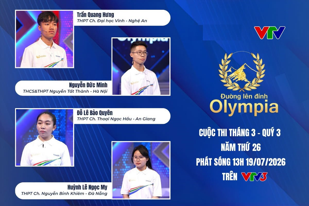 4 thí sinh tham gia cuộc thi Tháng 3 Quý III Đường lên đỉnh Olympia năm thứ 26.