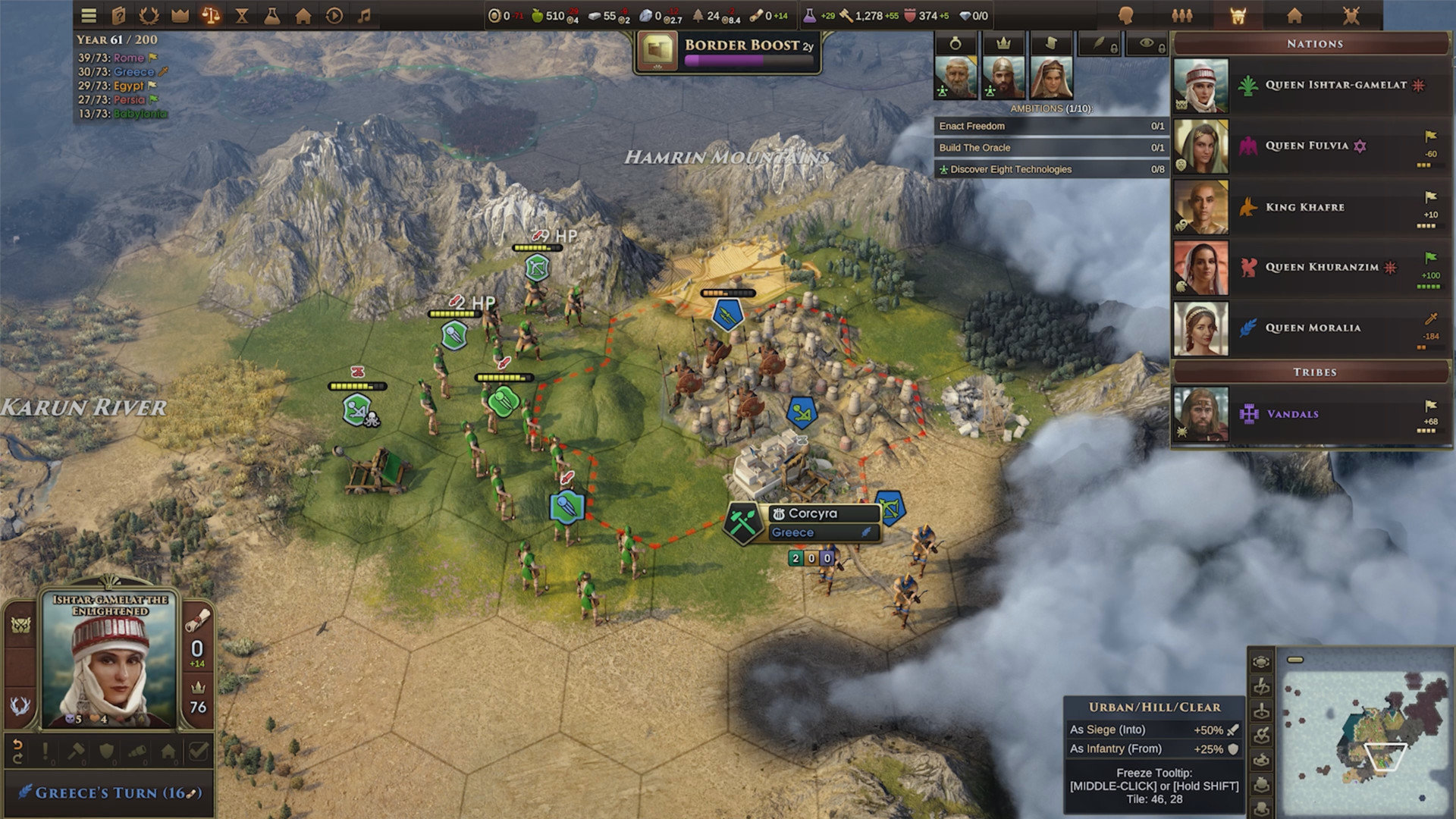 Hai đạo quân đối đầu nhau trên chiến trường trong game Old World.