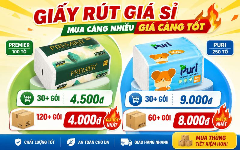 Chương trình ưu đãi giấy rút giá sỉ tại Bách hóa XANH dành cho hàng quán