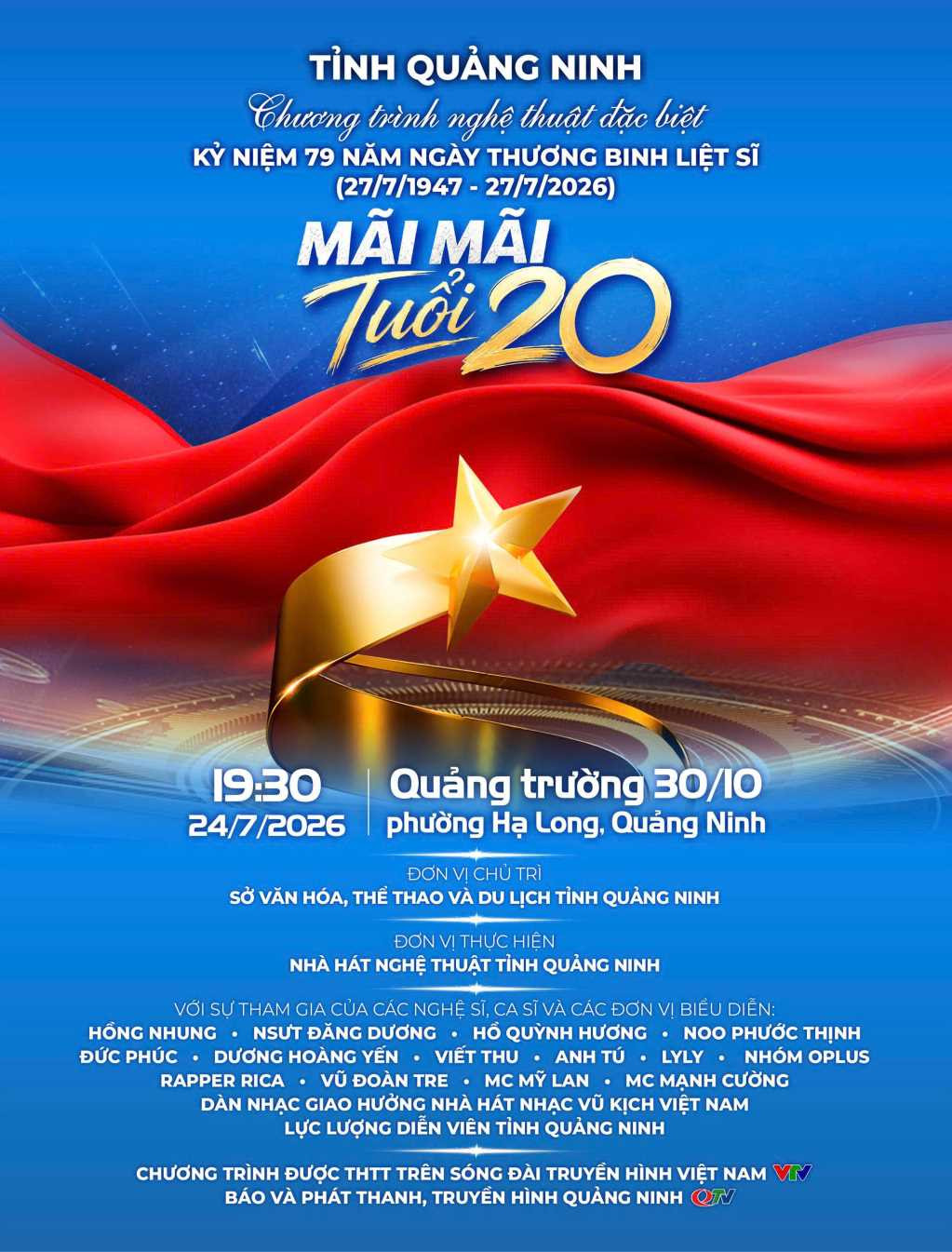Chương trình nghệ thuật Mãi mãi tuổi 20 truyền hình trực tiếp trên VTV1
