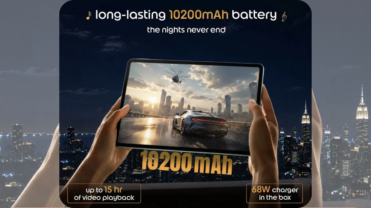 Viên pin 10,200mAh và công nghệ sạc nhanh trên Moto Pad 70 Groove