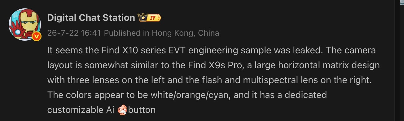 Thông tin rò rỉ về cấu hình và các tính năng mới trên dòng Find X10.