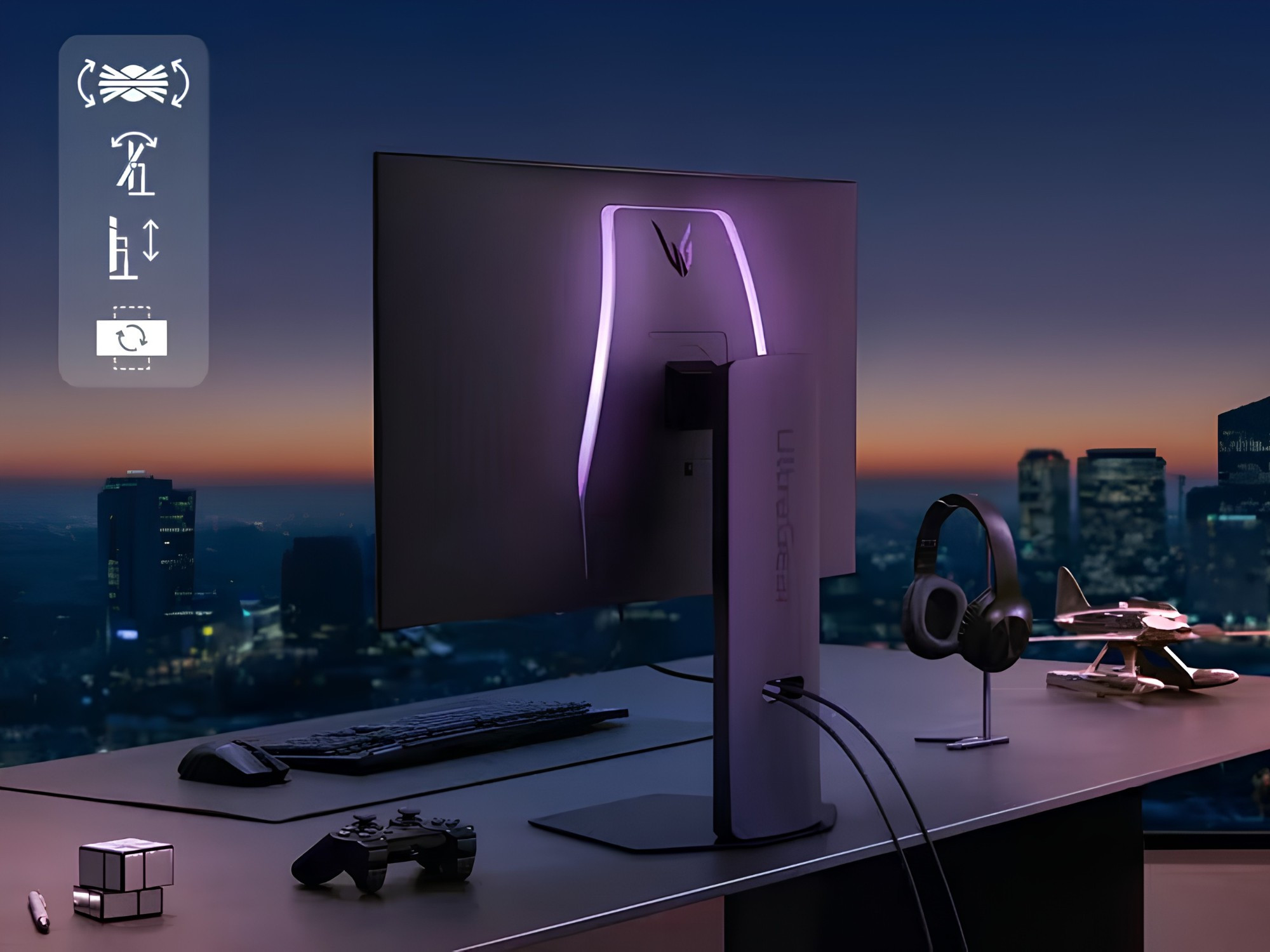 Màn hình chơi game LG OLED 32 inch chế độ kép trong không gian làm việc