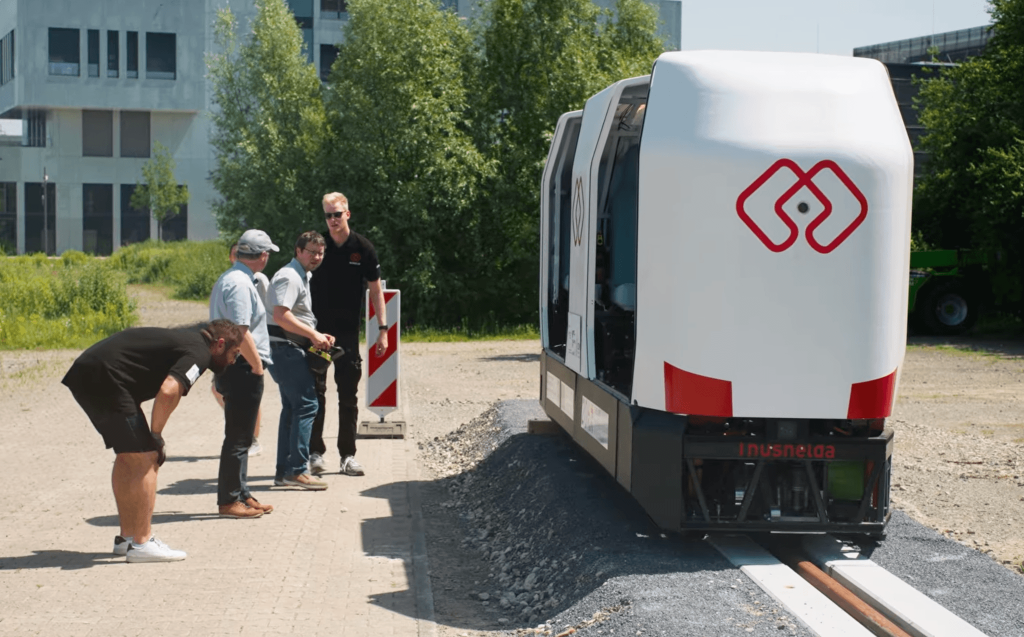 Monocab campus shuttle on a 20-meter test track