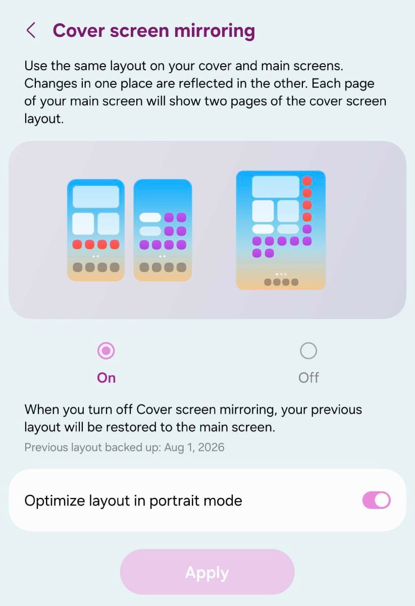 Thao tác tắt phản chiếu màn hình trên Galaxy Z Fold8
