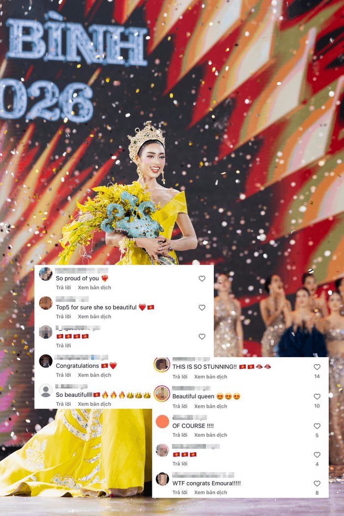 Khán giả quốc tế phản ứng về kết quả Miss Grand Vietnam 2026.