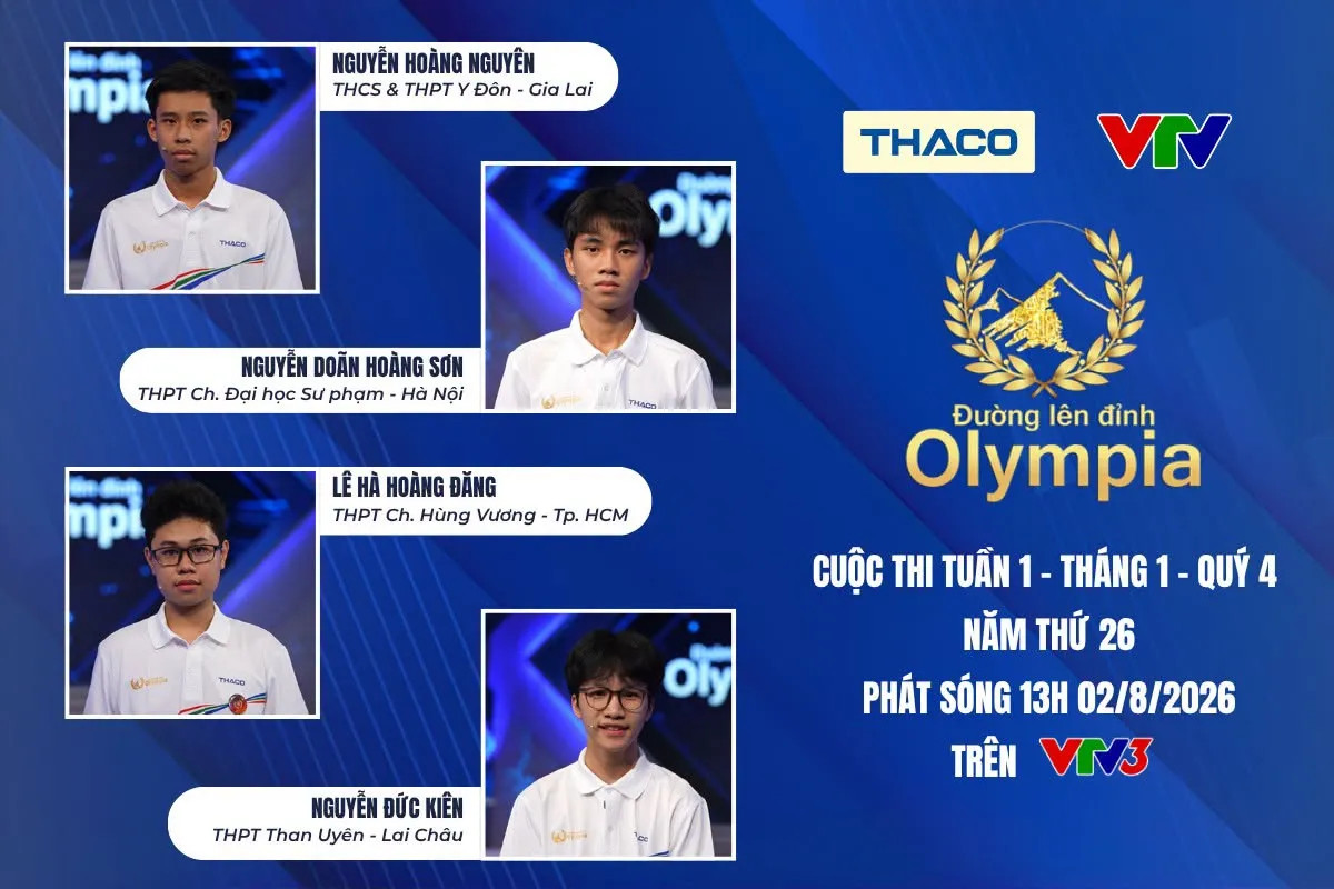 Bốn thí sinh tranh tài tại cuộc thi Tuần 1 Tháng 1 Quý IV Đường lên đỉnh Olympia năm thứ 26
