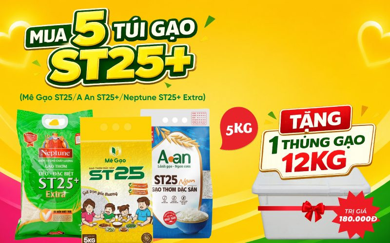 Siêu sale Gạo ST25: Giảm sốc, tặng Thùng Gạo 12kg tại Bách hóa XANH