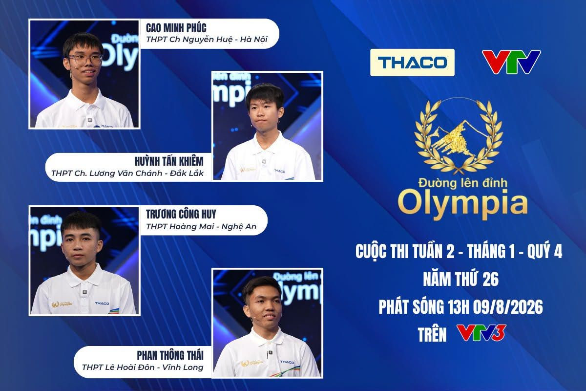 Bốn thí sinh tham gia tranh tài tại chương trình Đường lên đỉnh Olympia