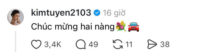 Bình luận chúc mừng thân tình của diễn viên Kim Tuyến dành cho Thiên Ân.