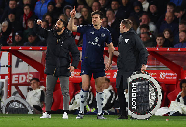 Maguire và Amorim khi cùng làm việc ở Man Utd.