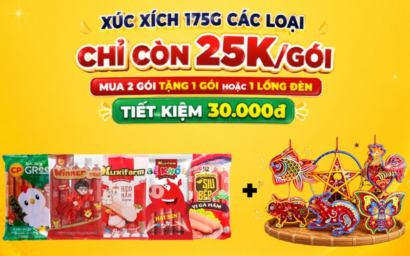 Siêu Deal xúc xích: Mua 2 Tặng 1, tặng lồng đèn Trung Thu
