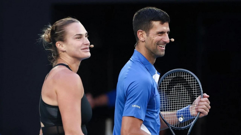 Novak Djokovic và Aryna Sabalenka tại nội dung đôi nam nữ