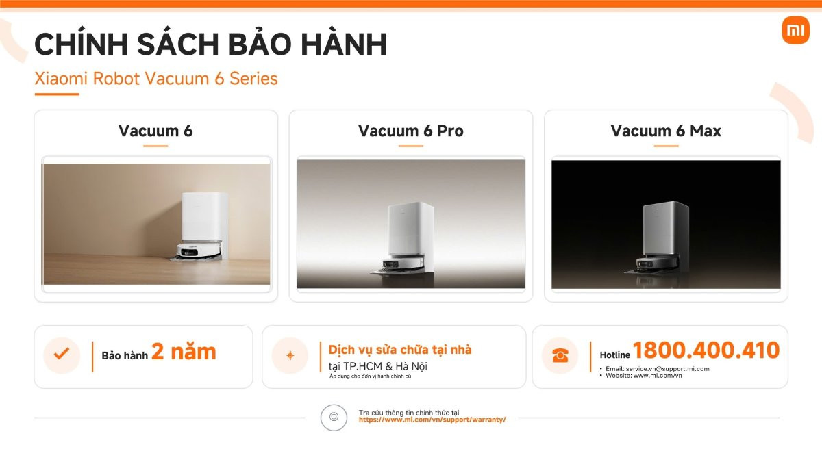 Chính sách bảo hành và sửa chữa tại nhà cho robot hút bụi Xiaomi