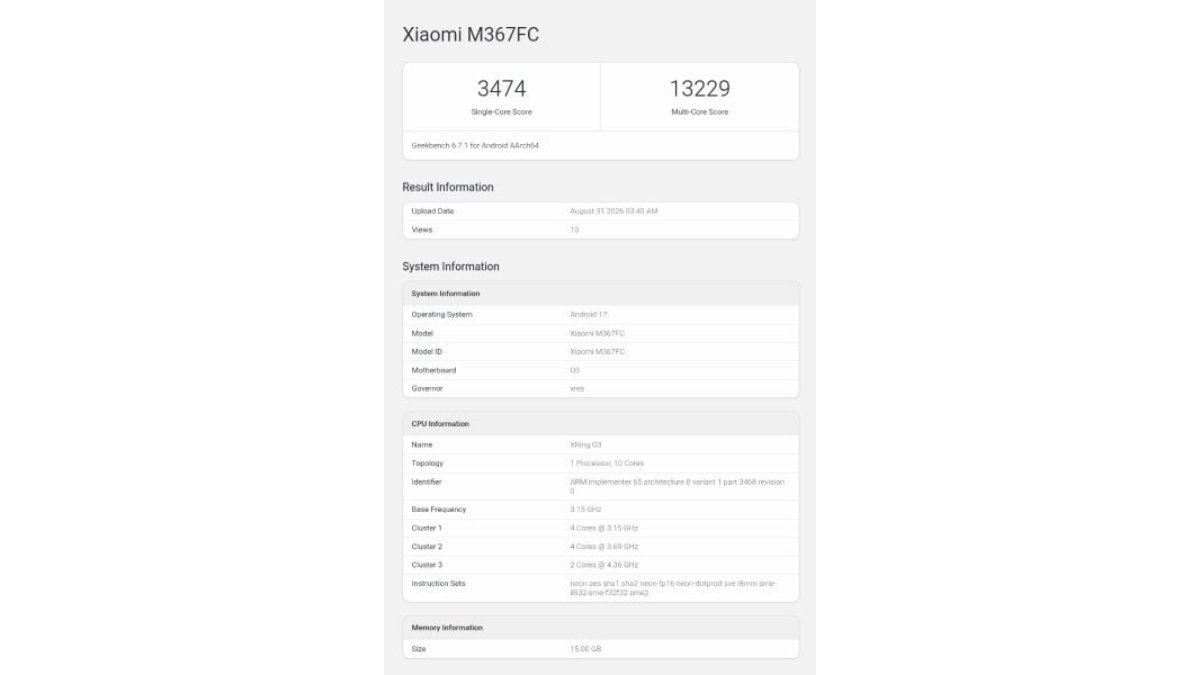 Xiaomi Pad 9 Pro Max được thử nghiệm trên Geekbench