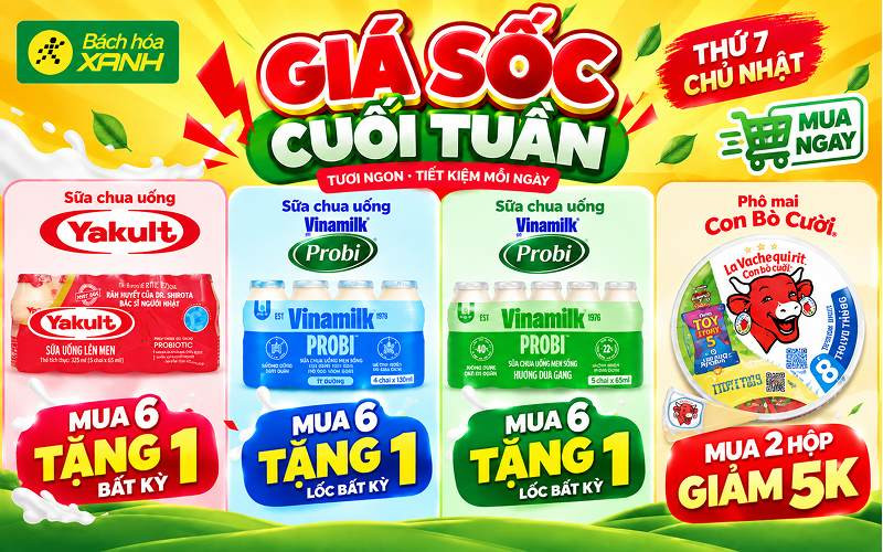 Khuyến mãi cuối tuần & Double Day 19/09: Mua 6 Tặng 1 tại BHX