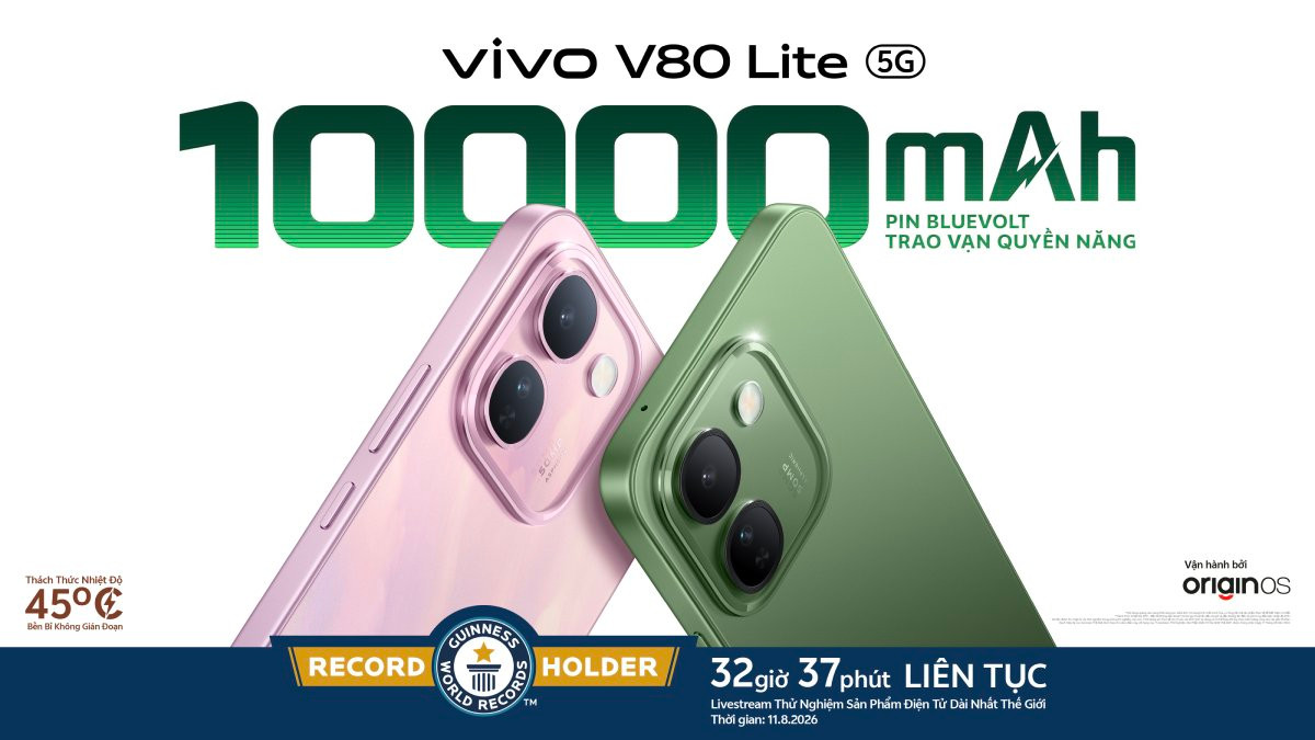 vivo V80 Lite 5G được trang bị Pin BlueVolt 10000mAh